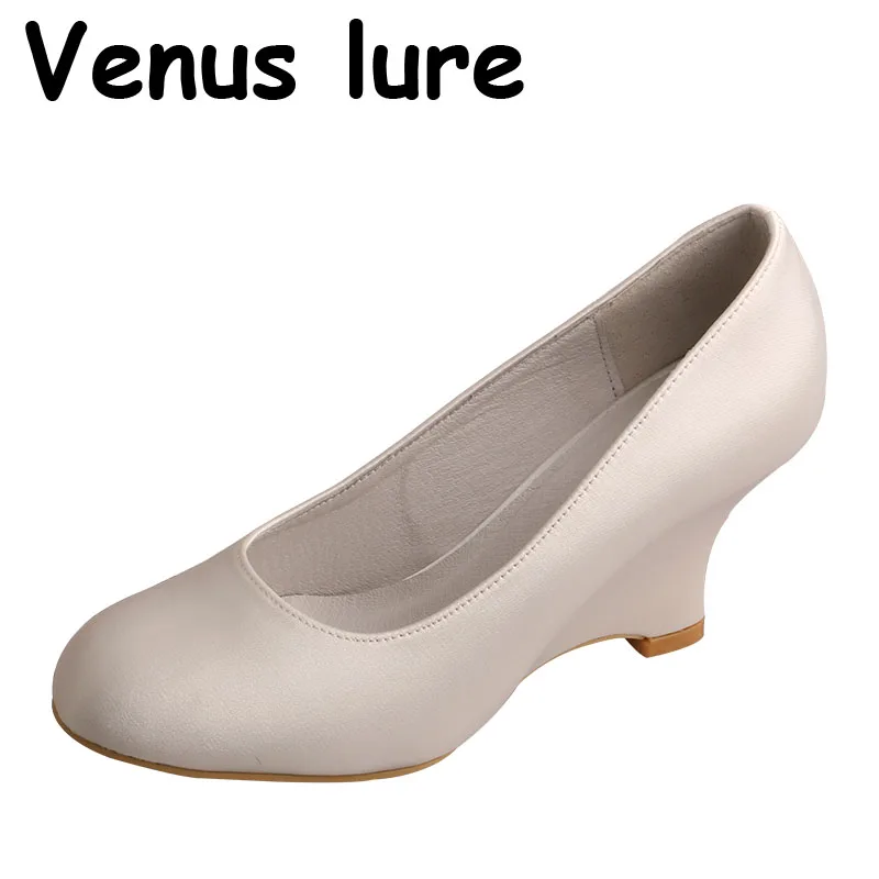 

(23 Colors)Ivory Wedges Shoes for Women High Heels Round Toe Plain Upper Size 8