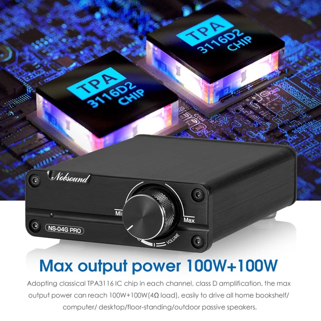 Nobsound Mini Digital Power Amplifier HiFi Stereo 2.0 Channel Class D Home Desktop Audio Amp 50W+50W / 100W+100W 3