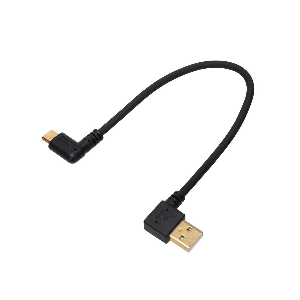 Elbow Type USB C Ladekabel 90 Grad 20cm in Schwarz