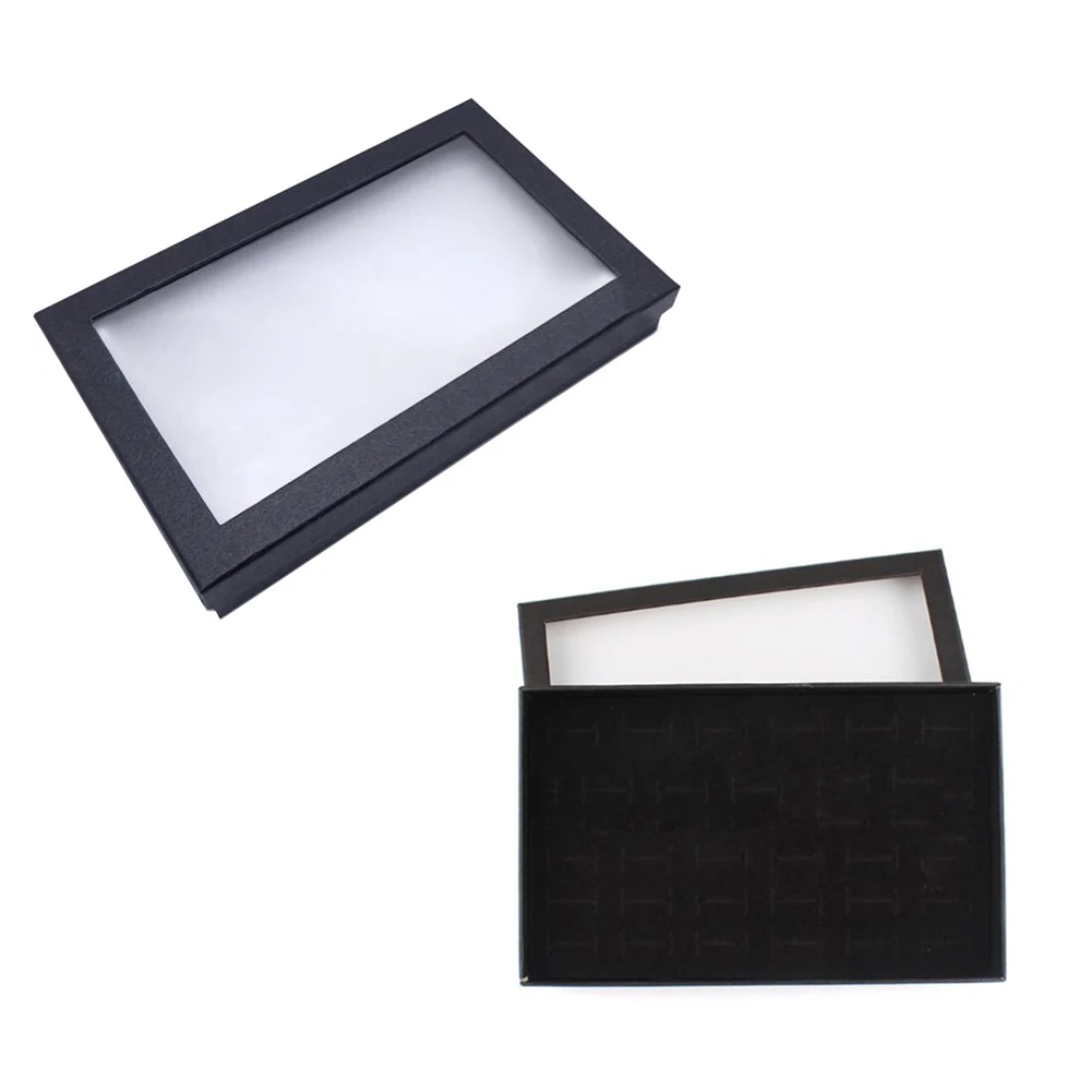 1 Pcs Exquisite Practical Fine 36 Slots Ring Storage Ear Display Box Jewelry Organizer Holder Transparent Window Show Case 2