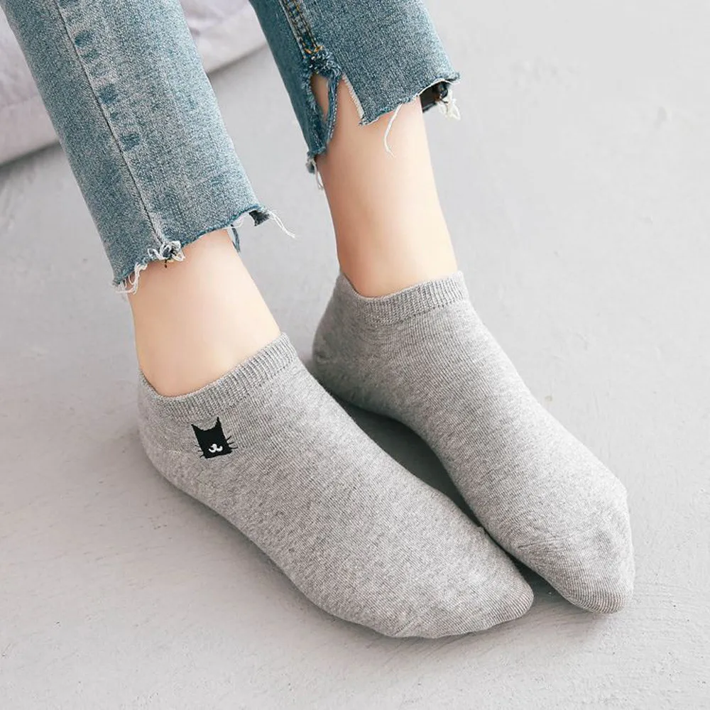 1 Pairs Women Short Socks Cute Cat College Fresh Female Socks Soft Cotton Summer Autumn Hot Sale Girls Sock Sox носки женские#D