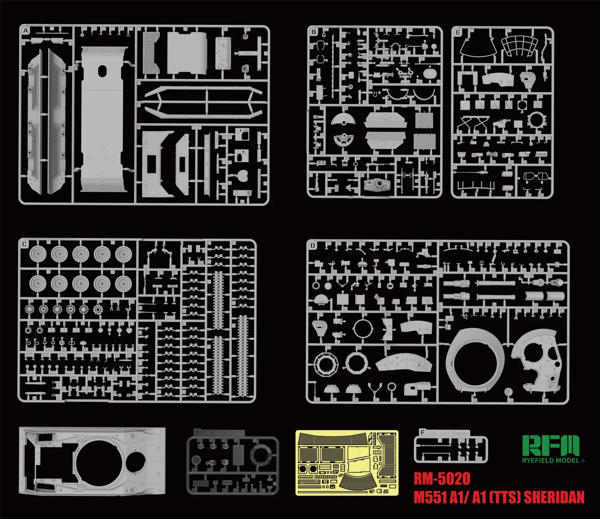 RYEFIELD MODEL RM-5020 1/35 M551A1/A1 TTS Sheridan model Kit Assemble -  AliExpress 26