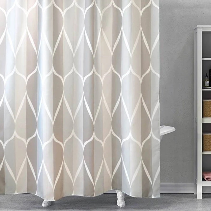 Waterproof Shower Curtain with 12 Hooks Geometric Printed Water Drop Pattern Polyester Cloth Bathroom Accessories shower curtains
