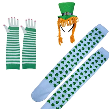 

Irish Green Hat St. Patrick's Day Shamrock Sock Gloves Clothing Accessories Set 5 Pieces