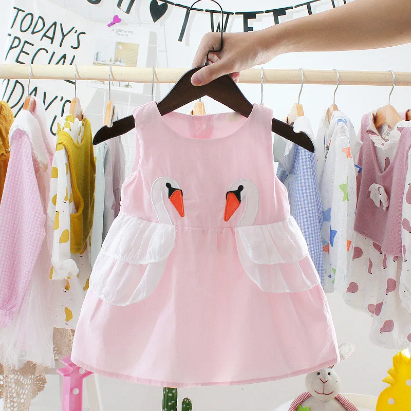 Girl Summer Dress Casual Cotton Vacation Wedding Baby Girl Dress Family Celebrations Sweet O-Neck Princess