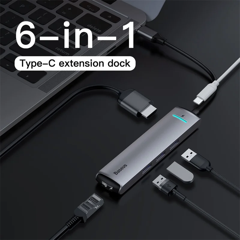 Baseus USB C концентратор типа для мульти 3 0 HDMI адаптер док станция MacBook Pro Huawei Mate 30 1