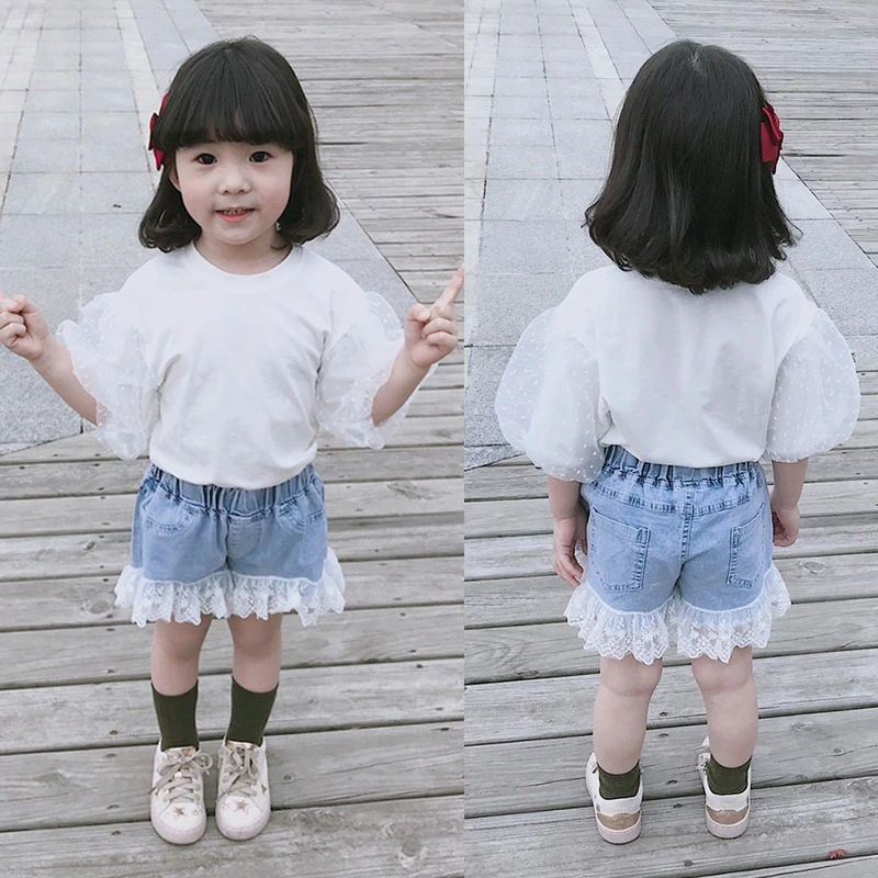 baby girl white denim shorts