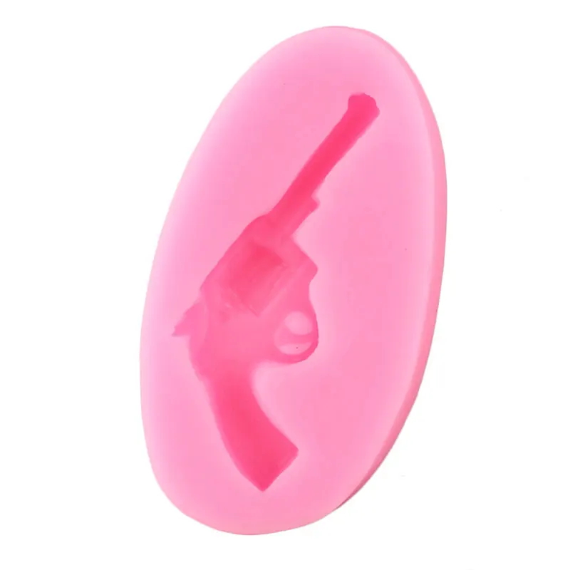 Revolver Handgun Silicone Mold Pistol Baby Birthday Cupcake Topper Fondant Cake Decorating Tools Candy Chocolate Gumpaste Molds