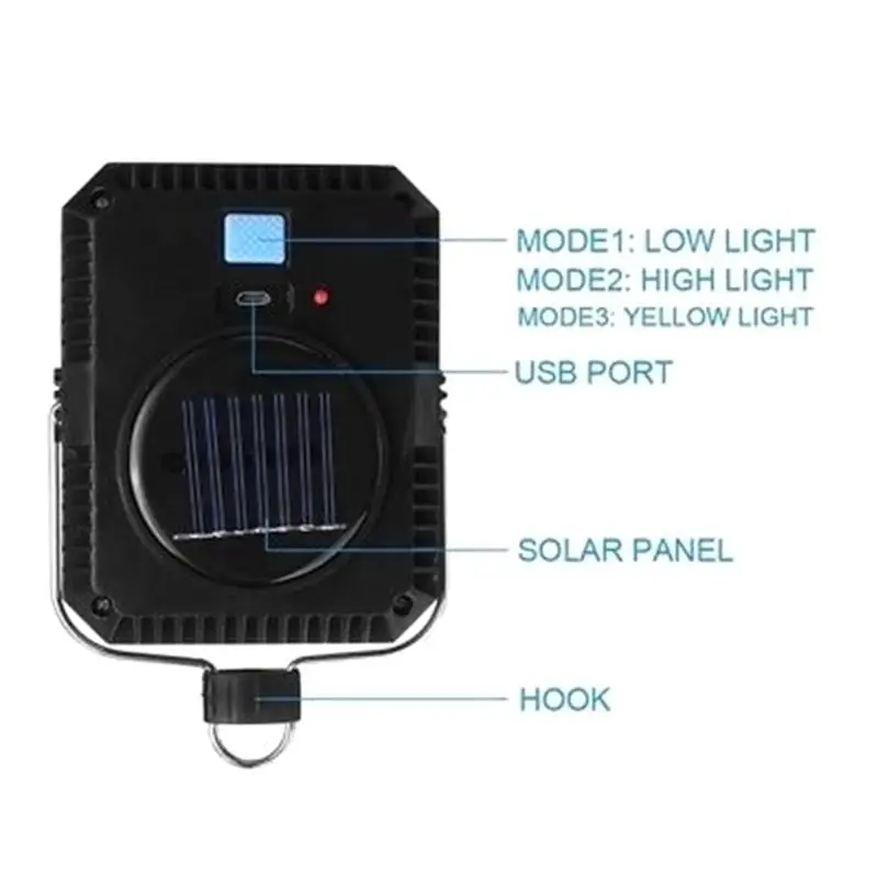 5 Вт наружный Солнечный СВЕТОДИОДНЫЙ светильник для кемпинга, фонарь для кемпинга, светильник для палатки, портативный флэш-светильник, USB Перезаряжаемый E65B