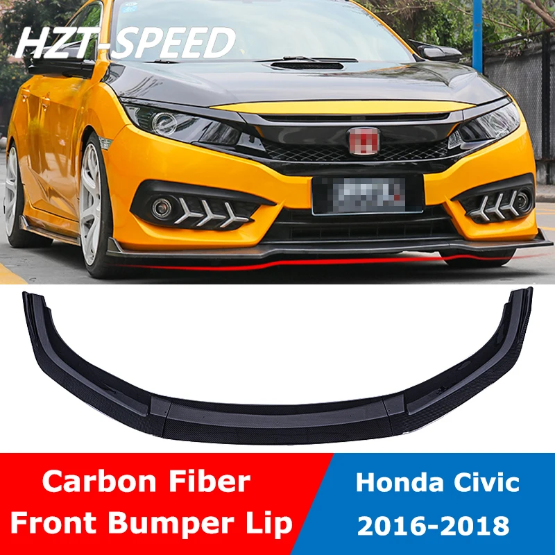 3 шт. автомобильный передний и Нижний Бампер из углеродного волокна для Honda Civic Sedan
