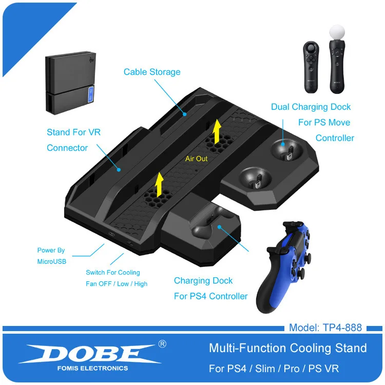 

Ps4slim/Ps4pro Game Console Radiator Support Handle Charging Base PSVR Charging Base Tp4-888