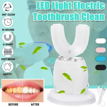 

New 360 Degrees Intelligent Automatic Sonic Electric Toothbrush USB Rechargeable Ultrasonic U Shape Whiten Travel