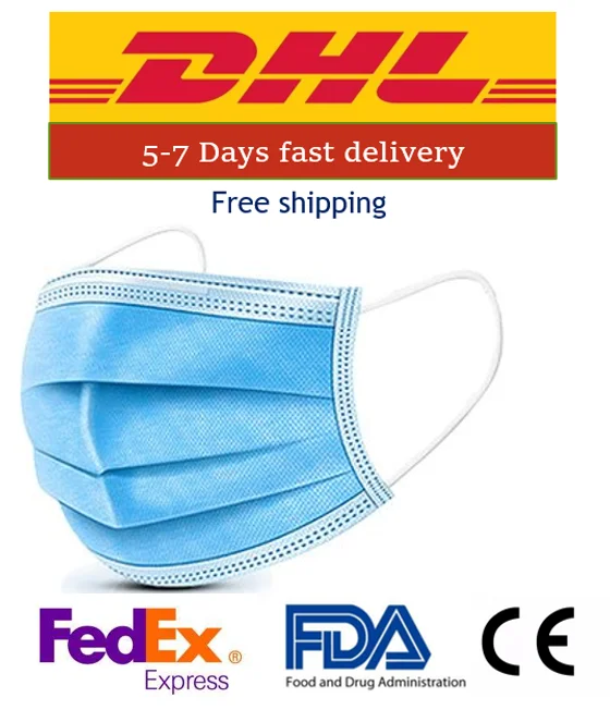 

FEDEXorDHL Shipping Face Mouth Mask 3-Ply PM2.5 Disposable Anti-Dust Surgical Mask Earloops Masks Anti-dust virus Safe