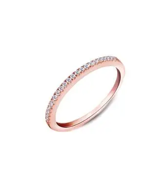 S925 Серебряные кольца обруч кольцо с камнем микро-Набор Rhinestone кольца помолвка подарок плюс размер 2 шт - Цвет основного камня: Rose gold