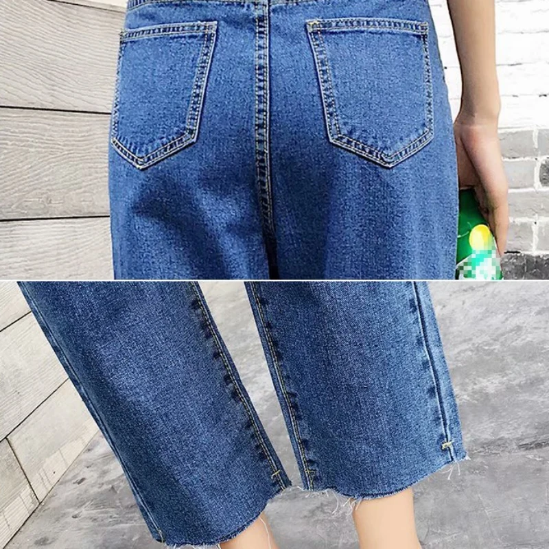 2019 модные джинсы осенние шаровары повседневные свободные брюки длиной до щиколотки прямой с высокой талией джинсы плюс размер 4XL