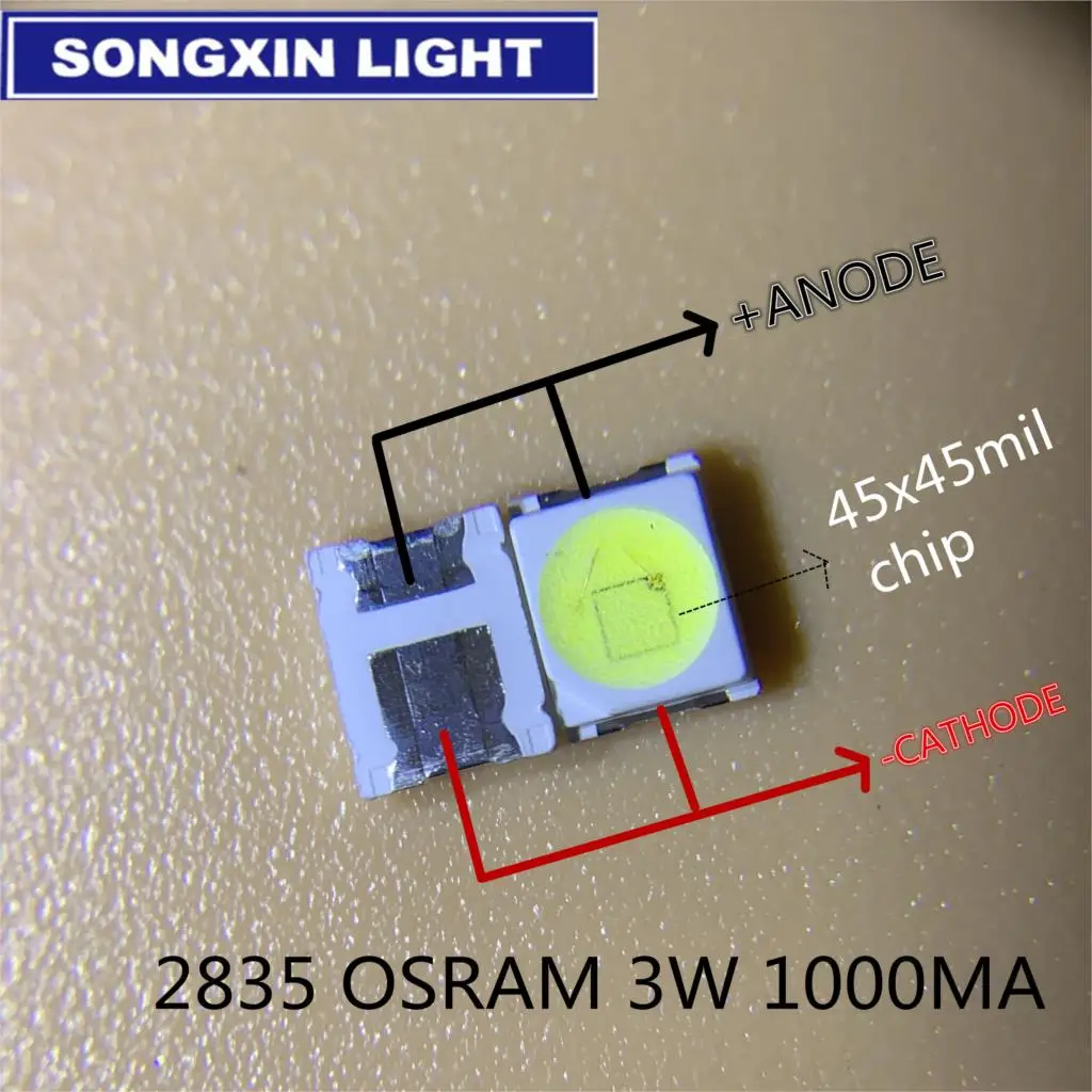 Orginal Osram 3W 100 шт для OSRAM СВЕТОДИОДНЫЙ подсветка 1,5 Вт 3 в 1210 3528 2835 лм холодный белый для Светодиодный ЖК Подсветка ТВ применение светодиодный ЖК-Телевизор подсветка - Цвет: Orginal Osram 3W