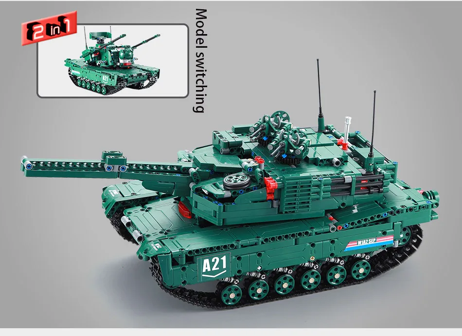CADA C16001 RC военный M1A2 Танк 1498CPS CaDa Модель Строительный блок кирпич пульт дистанционного управления автомобиль может башенка Запуск игрушка "Ракета"