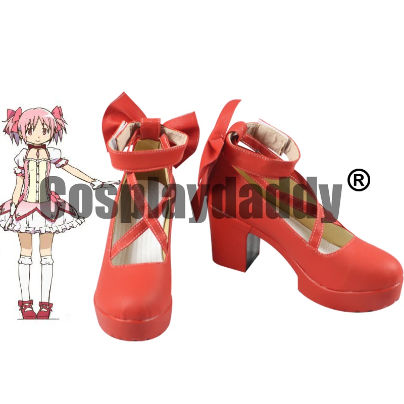 

Mahou Shoujo Puella Magi Madoka Magica Madoka Kaname Magical Girl Ver. Anime Cosplay Lolita Cross Strap Block Heel Shoes H016