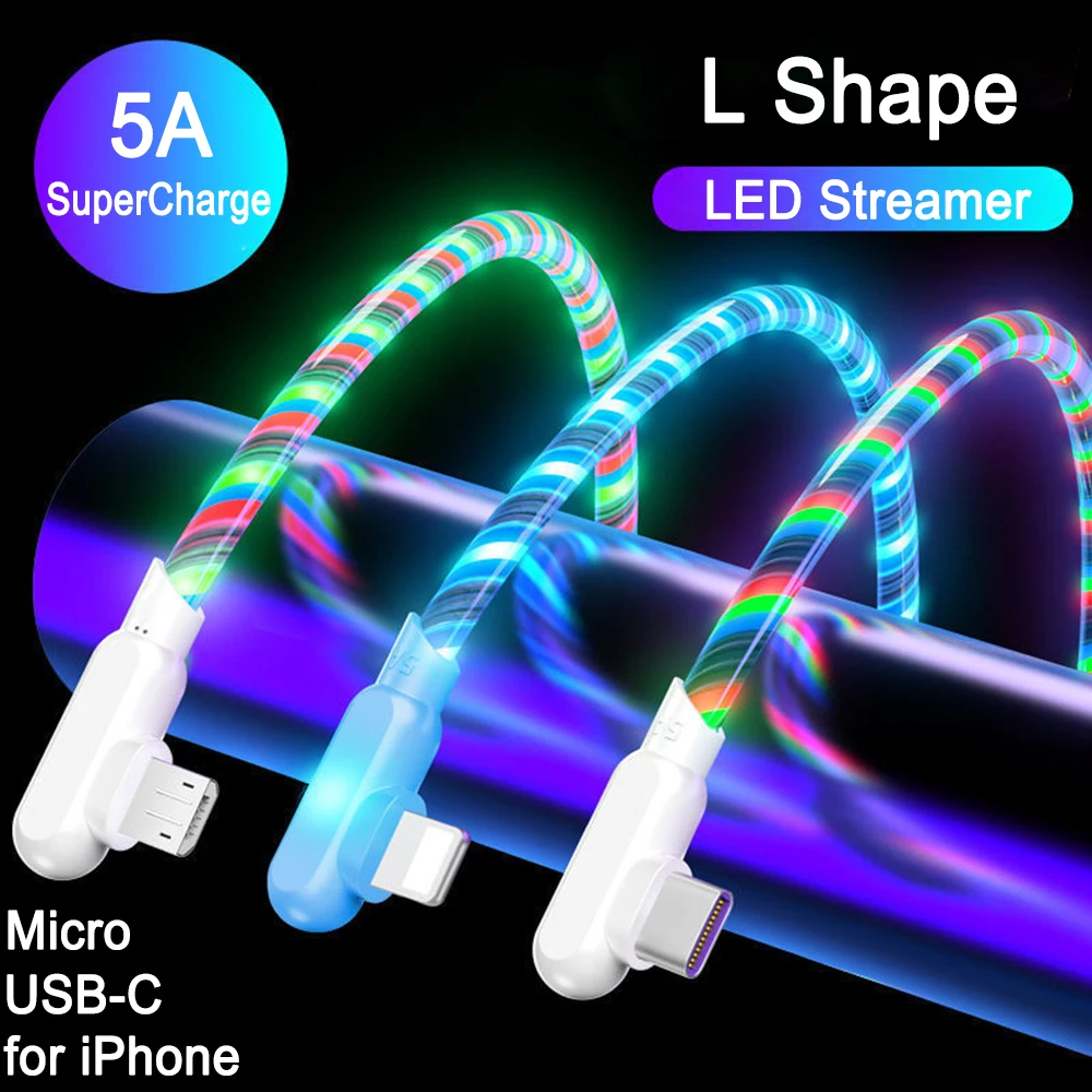 

Micro Usb Type C Cable 90 Degree 5A USB Charger Cable for Samsung Huawei Honor Xiaomi LED Fast Charger USB C Type C 5A Cable