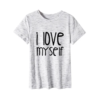

Fashion Plus Size Women T-shirt 100% I Love Myself Letters Print Funny T-Shirt Women O-Neck Short Sleeve Tshirt Tops