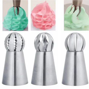 

3pcs Cupcake Stainless Steel Sphere Ball Shape Icing Piping Nozzles Pastry Cream Tips Flower Torch Pastry Tube Decoration