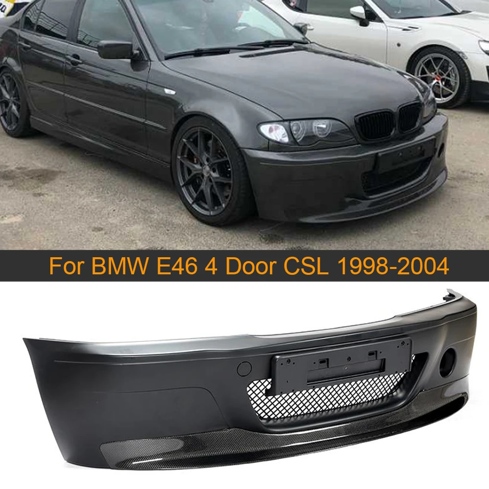 Car Front Bumper And Lip Spoiler For Bmw E46 4 Door Csl 1998 04 Pp Front Bumper Carbon Fiber Front Lip Spoiler Apron Guard Bumpers Aliexpress