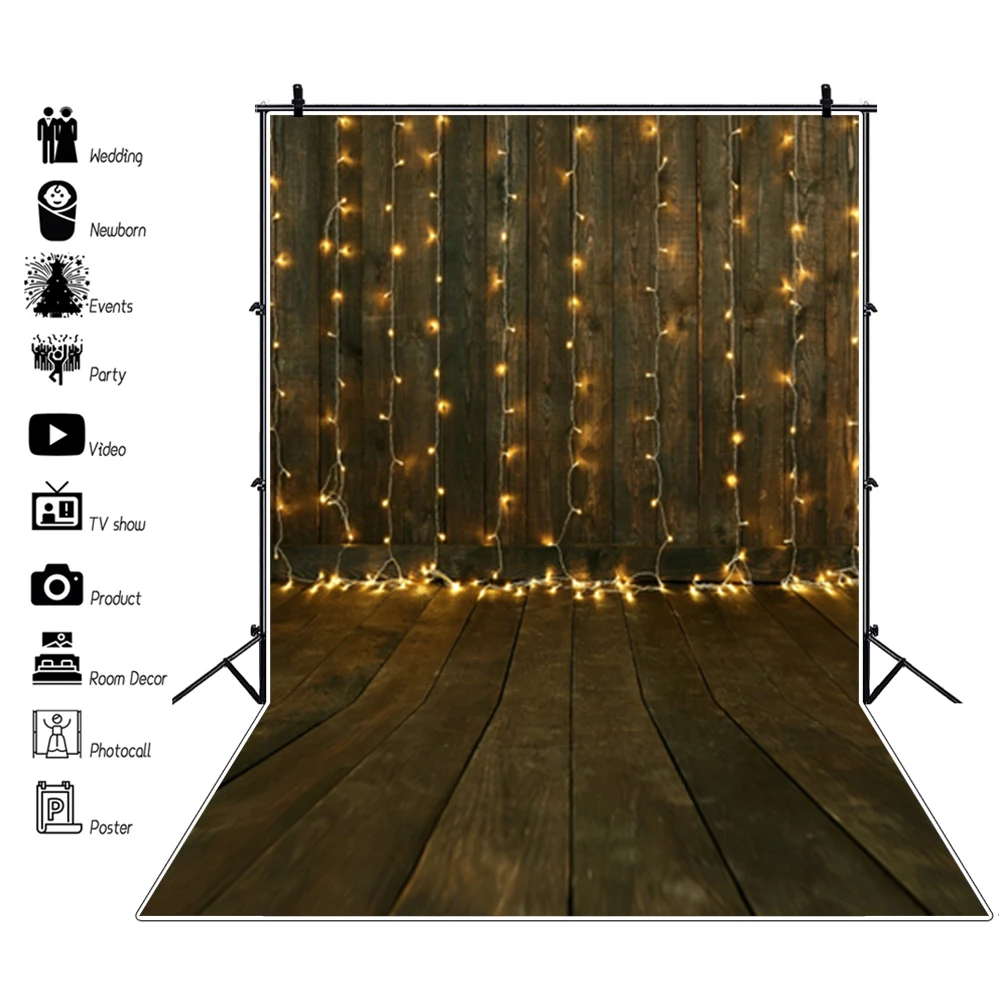 Dreamy Light Bokeh Glitter Love Heart Wood Floor Photography Backdrop Baby Newborn Portrait Photo Background photo backdrop
