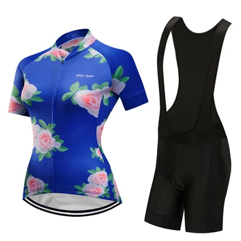 

Ladies summer bib bicycle clothing kit 2020 Short sleeve outdoor cycling jersey set dress Women road bike uniform clothes wear