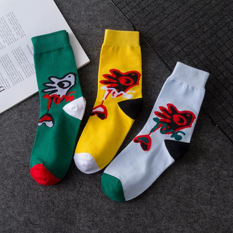 

Original cartoon socks women Abstract art Bone fish Colorful Street Fashion Harajuku Happy Funny socks dropshipping supply socks