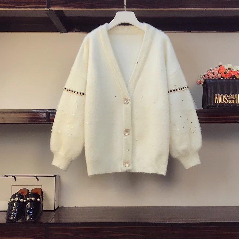 

Кардиган женский вязаный, с блестками, свободный, в стиле пэчворк