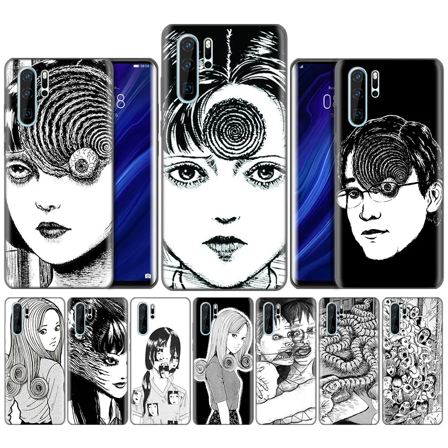 

Black Silicone Case for Huawei P30 P20 P10 Mate 30 20 10 Lite Pro Coque Fundas Covers Shells Falls Junji Ito Tees