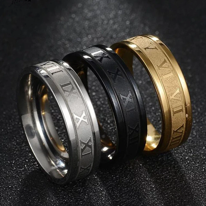 Anillos de acero inoxidable con números para hombre, joyería de 6mm de ancho, a la moda, regalo, 2022|Anillos| - AliExpress