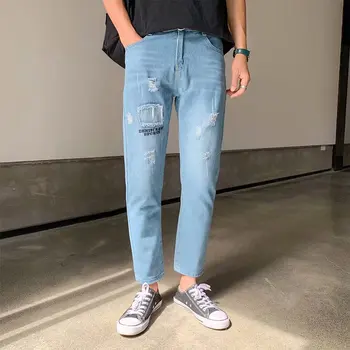 

Wholesale 2020 Spring autumn men's jeans hombre self-cultivation loose straight casual teenager men ankle length harem pants men