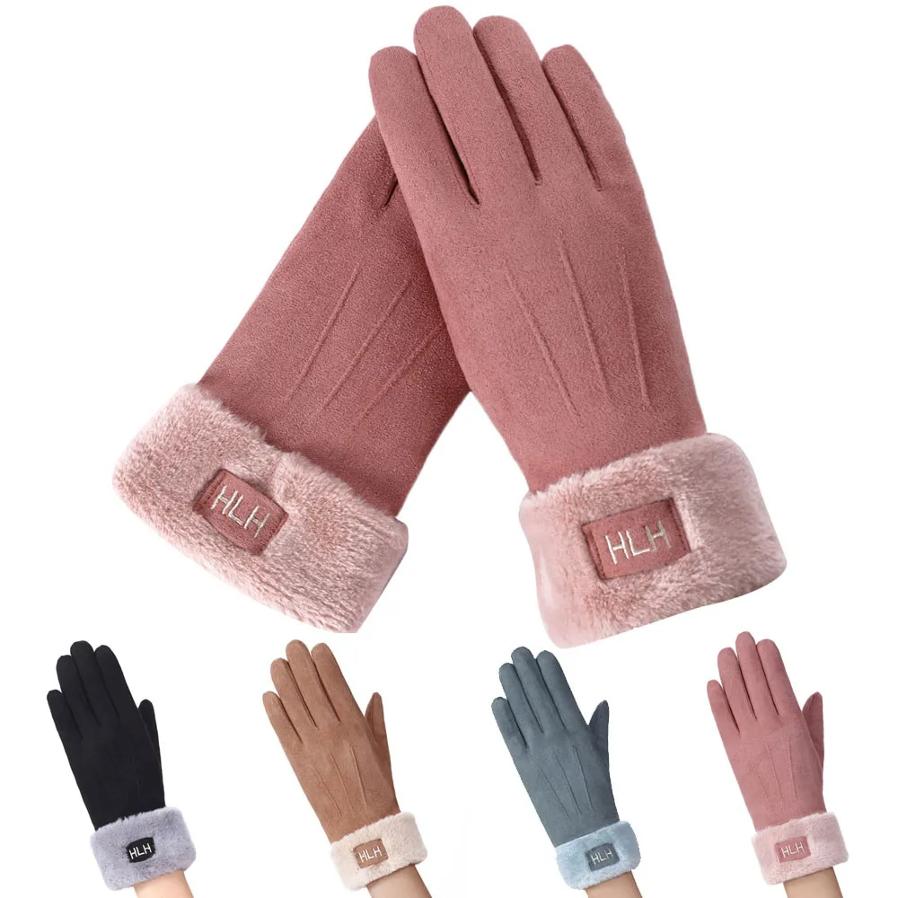 Женские зимние перчатки, женские теплые утолщенные перчатки, полный палец, варежки, для улицы, сохраняющие тепло, перчатки, женские перчатки, экран, Luvas