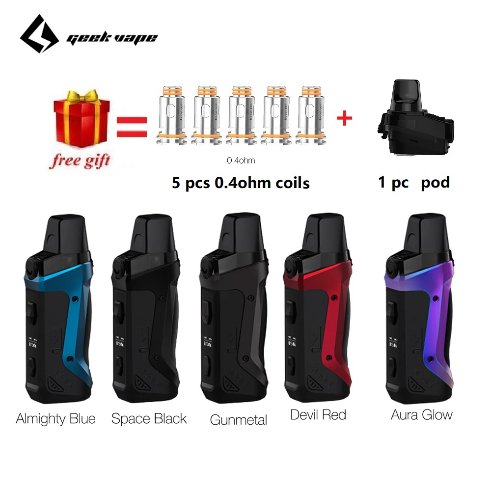 Бесплатный подарок! Geekvape Aegis Boost Pod Vape kit 1500 мАч встроенный аккумулятор и 3 7 мл pod MTL