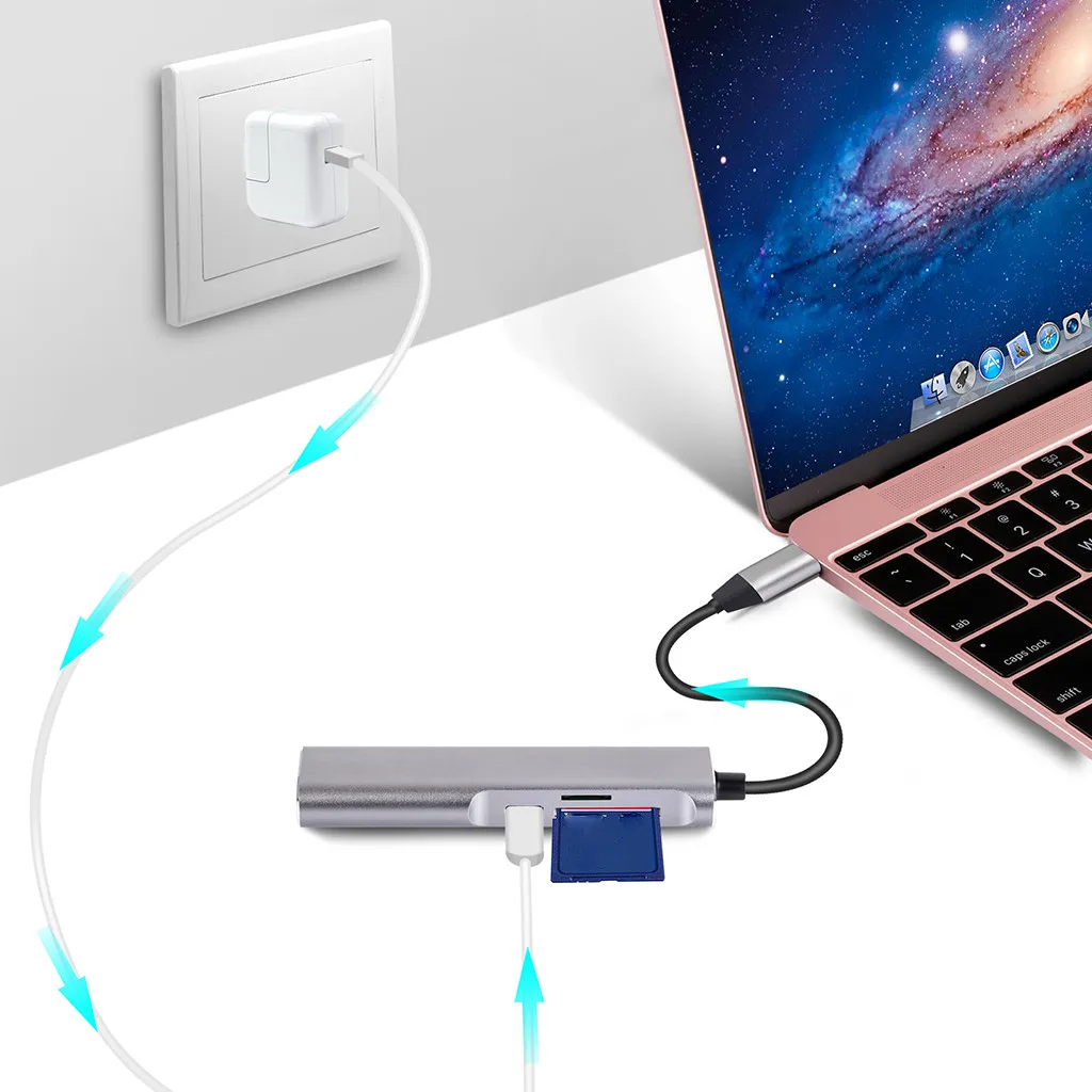 ; Прямая поставка; Высококачественный Тип с разъемами типа c и HDMI+ PD+ устройство для чтения карт памяти+ USB3.0 5-в-1 док-станция USB C на HDMI 3,1 Лидер продаж#1031