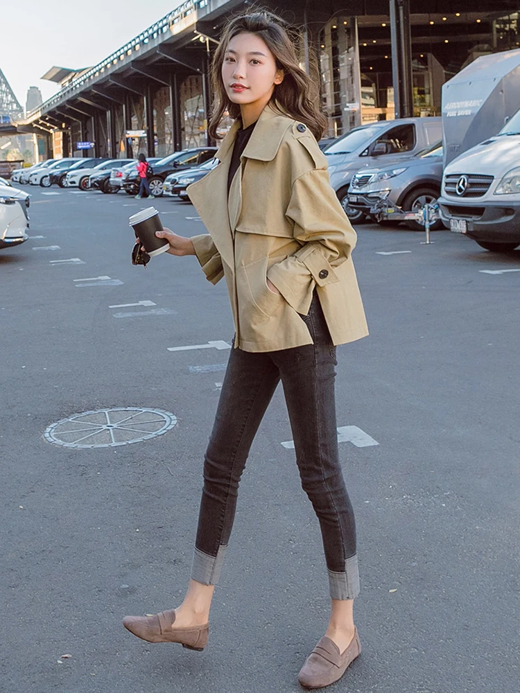 Короткая куртка с карманами для женщин, осень, новая свободная рубашка Harajuku, ветровка для женщин, женские пальто и куртки