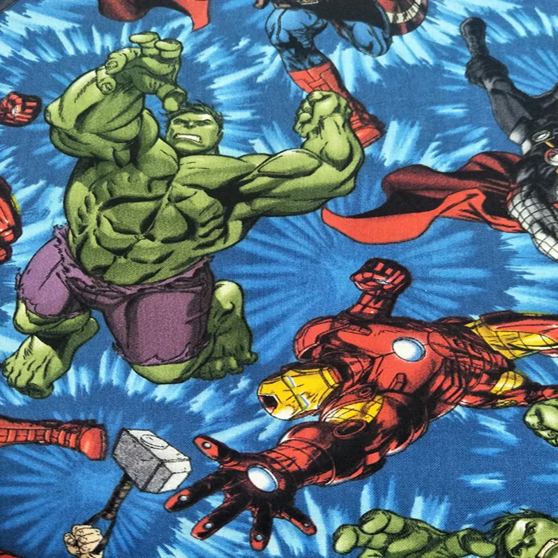 105 см Ширина Marvel супер герой печать темно-синий хлопок ткань для мальчиков одежда занавески домашний текстиль наволочки DIY-BK724