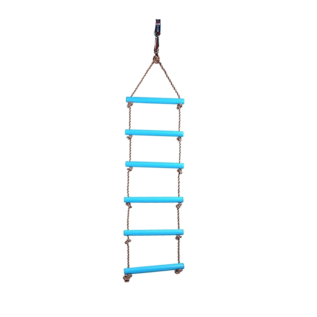 New Children Outdoor Playhouse Plastic 6 Rungs 2M Rope Climbing Ladder Garden Playground Backyard Fun Toy Blue