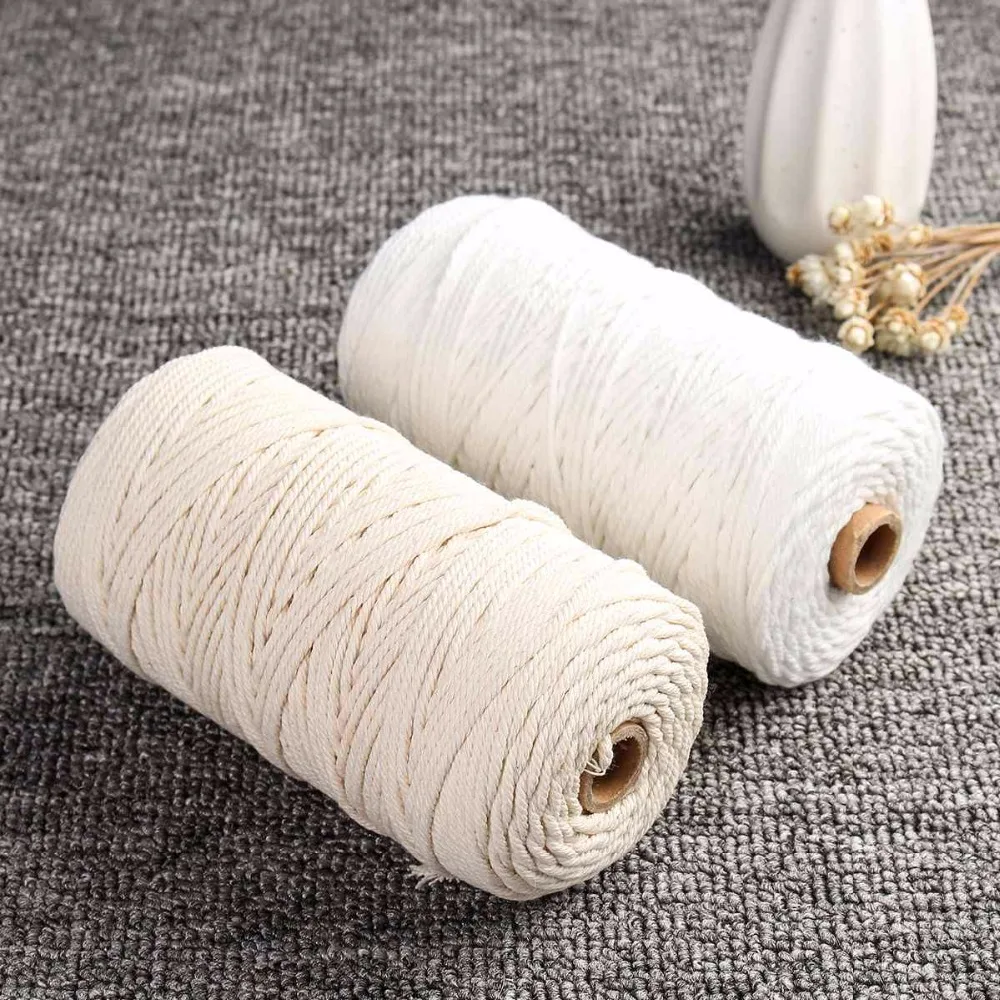 100m 200m Natürliche Baumwolle Verdreht Kordel Craft Macrame Artisan Seil Saiten
