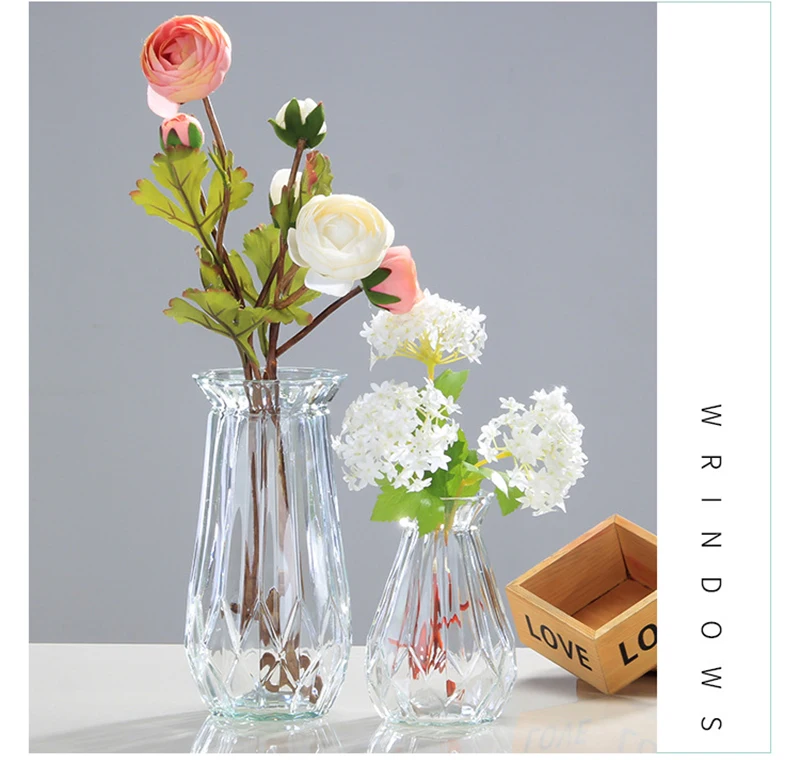 Скандинавская прозрачная на открытом рынке Цветочная ваза с цветным градиентом Экологичная стеклянная ваза, домашний декор аксессуары фигурки растения ваза
