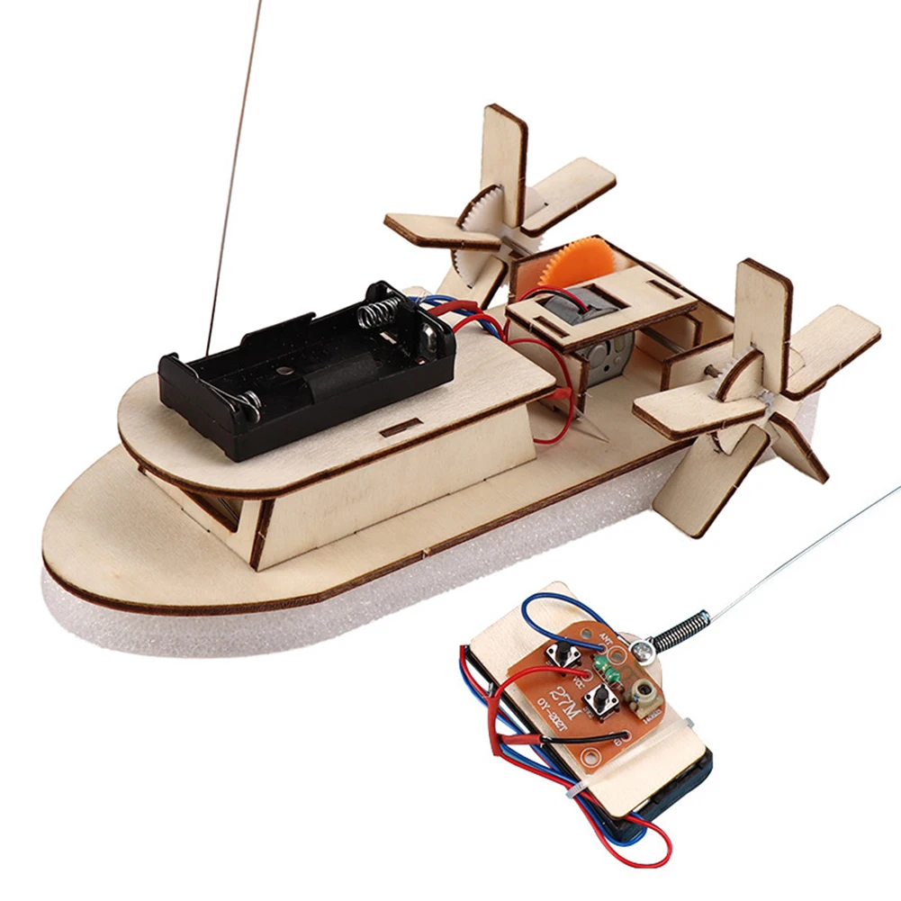 Students DIY Paddle Wheel Ship Assembling Model Remote Control Educational Toys Material Kits Kids Educational Toys