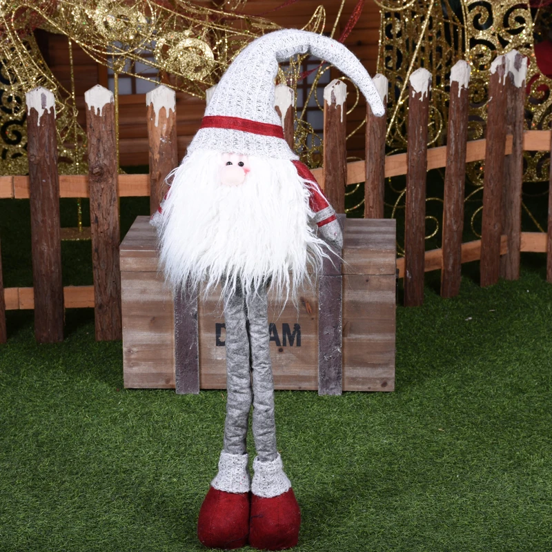 White Hat 80cm Retractable Santa Claus Dolls christmas decoration Xmas Figurines Xmas Tree Ornament Party Gift Natal Decoration for Home - Цвет: White Hat