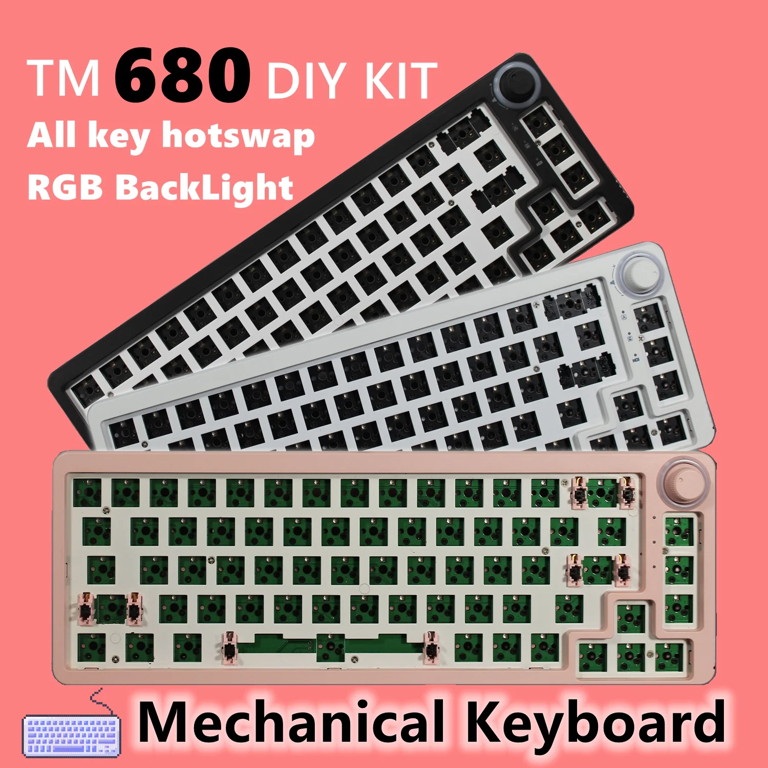 Permalink to TM680 Hot Swap 3 Mode Mechanical Keyboard DIY Kit Wired RGB Light Compatiable with 3/5 Pins for Cherry MX Gateron Kailh Switches