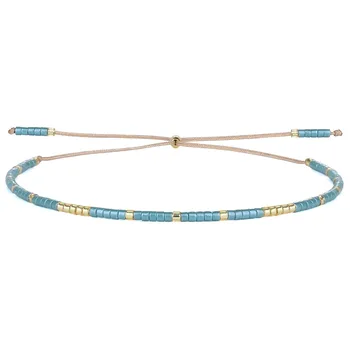 

V-126 Vintage Miyuki Seed Beaded String Bracelets Handmade Dainty Tiny Wrap Cuff Bracelets Thin String Bangles