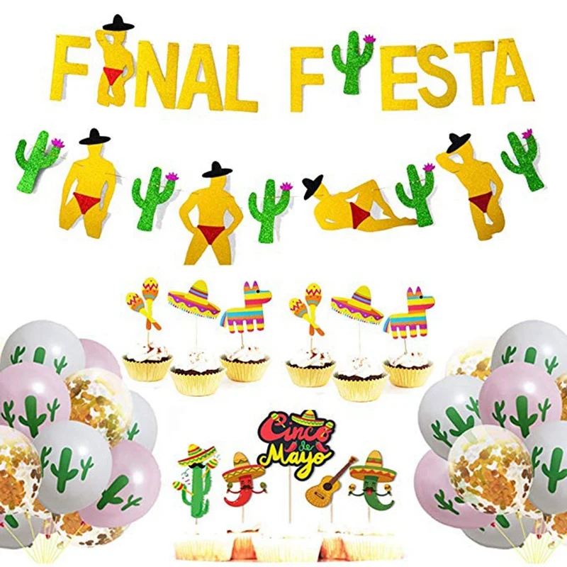 45PCS Cactus Balloons Set Cactus Latex Balloons Confetti Balloons Fits for Fiesta Birthday Wedding Party Decoration