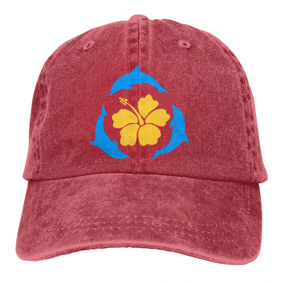 Дельфины N Гибискус Casquette темно-синий унисекс Мужские Женские деним Strapback бейсболка Регулируемая Гольф папа шляпа