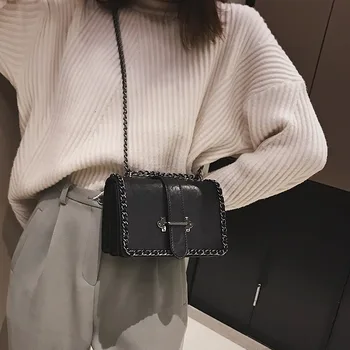 

2020 New Temperament Chain Shoulder Bag Shoulder Bag Buckle Small Package Vintage Bags Women