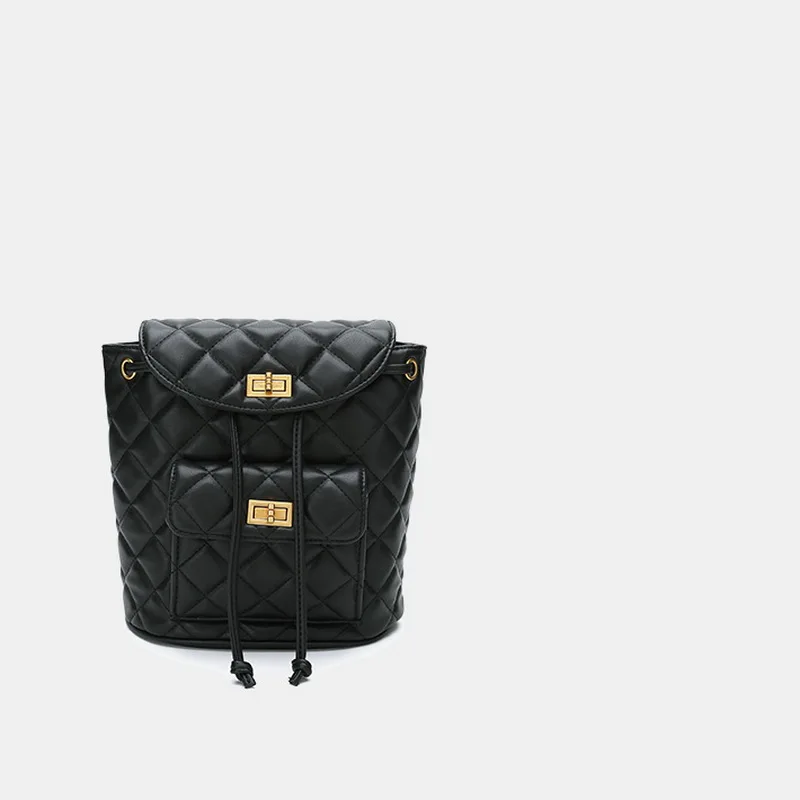 

Rhombic Chain Backpack Women Small Drawstring Bagpack PU Leather European American fashion Girls small mini backpack