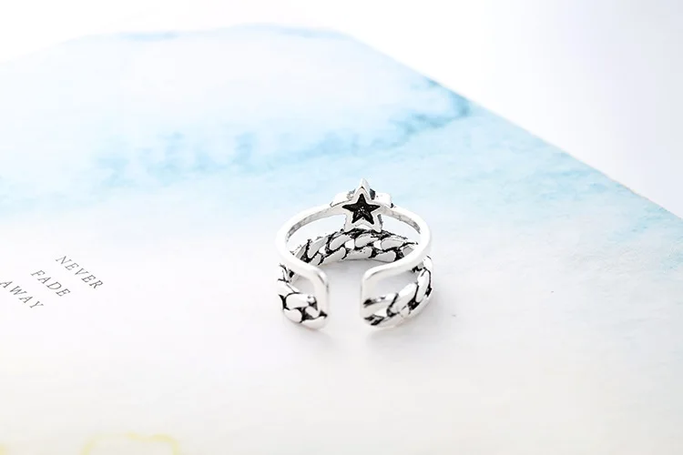 DIEERLAN Bijoux простой стиль 925 пробы серебряные кольца с большой звездой для женщин Подарки большие Регулируемые кольца на палец